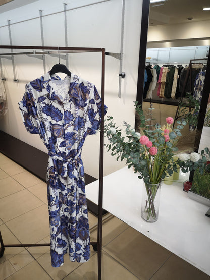 Lipstick - Flower Print BUttoned Dress - 35213