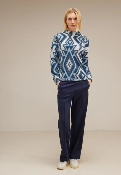 Street One - Fluffy Dessin Turtle Neck Top - 320695
