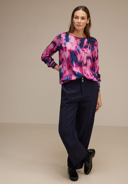 Street One - Printed Mat Mix Top with Slit - 320805