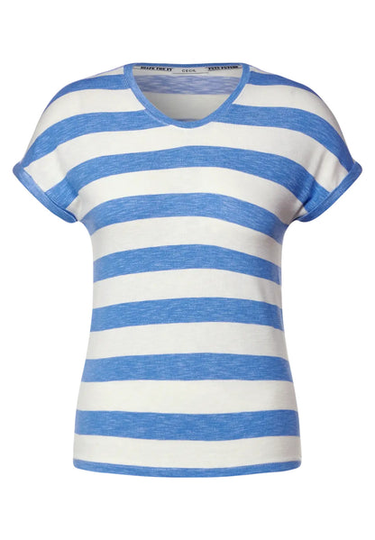 Cecil - Melange T-Shirt with Stripes  - 319644