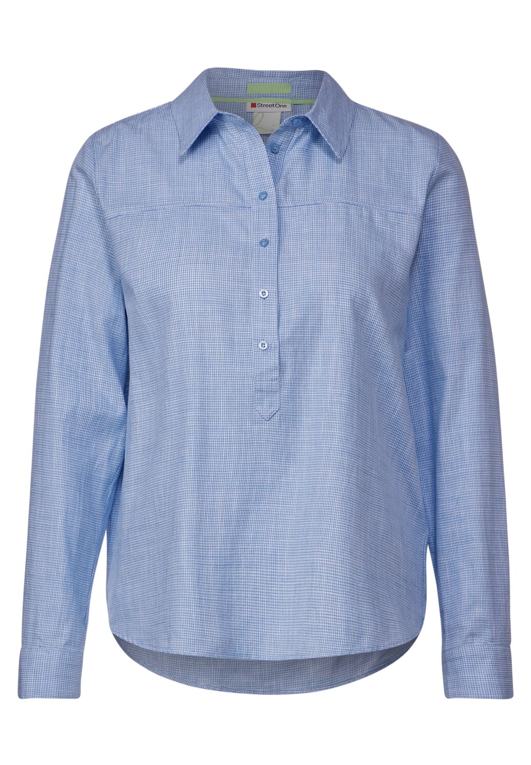 Street One - Chambray Shirt Collared Blouse - 344436