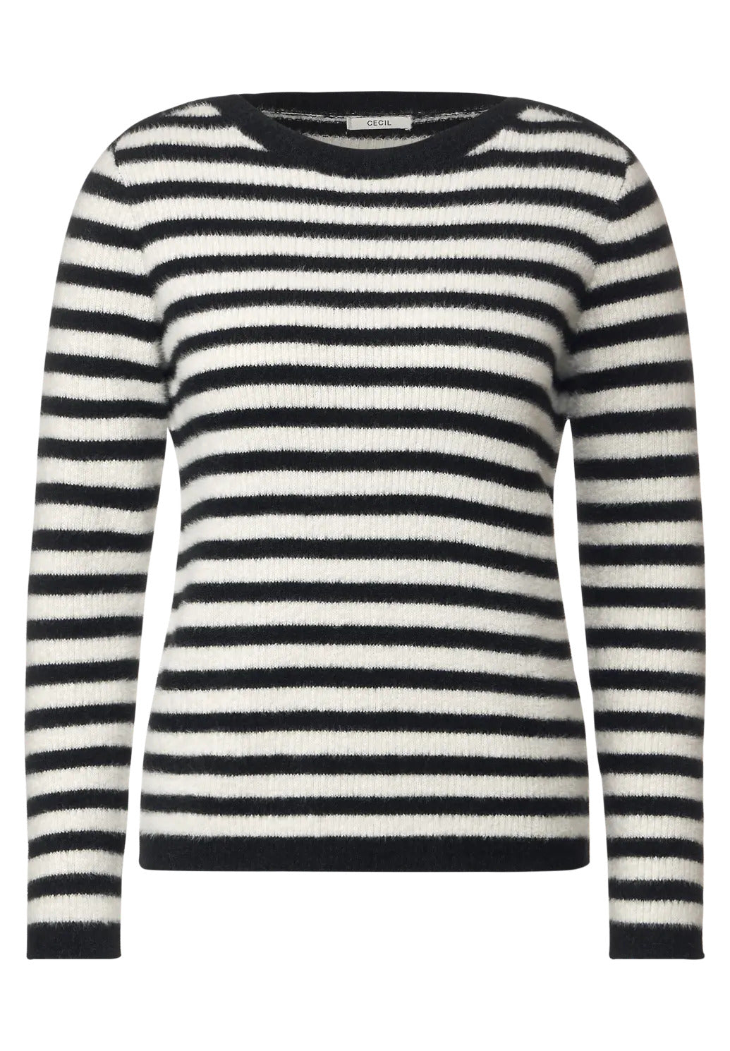 Cecil - Stripe Feather Yarn Pullover - 302608