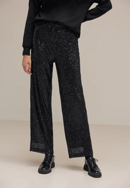 Street One - Straight Leg Sequin Trousers - 377030