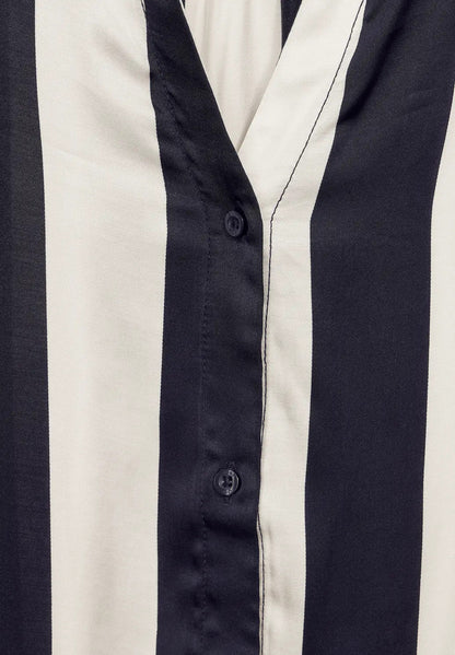 Street One - Striped Shirt Collar Blouse - 344152