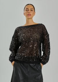 Freequent - Mesh fabric jumper with sequin - Fq 212195