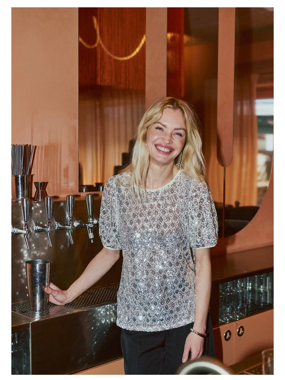Freequent - Jersey mesh sequin blouse - Fq 212199