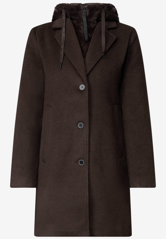 Cecil - Wool revers coat wit fur inlay - Cec 101453