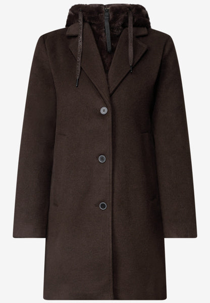 Cecil - Wool revers coat wit fur inlay - Cec 101453