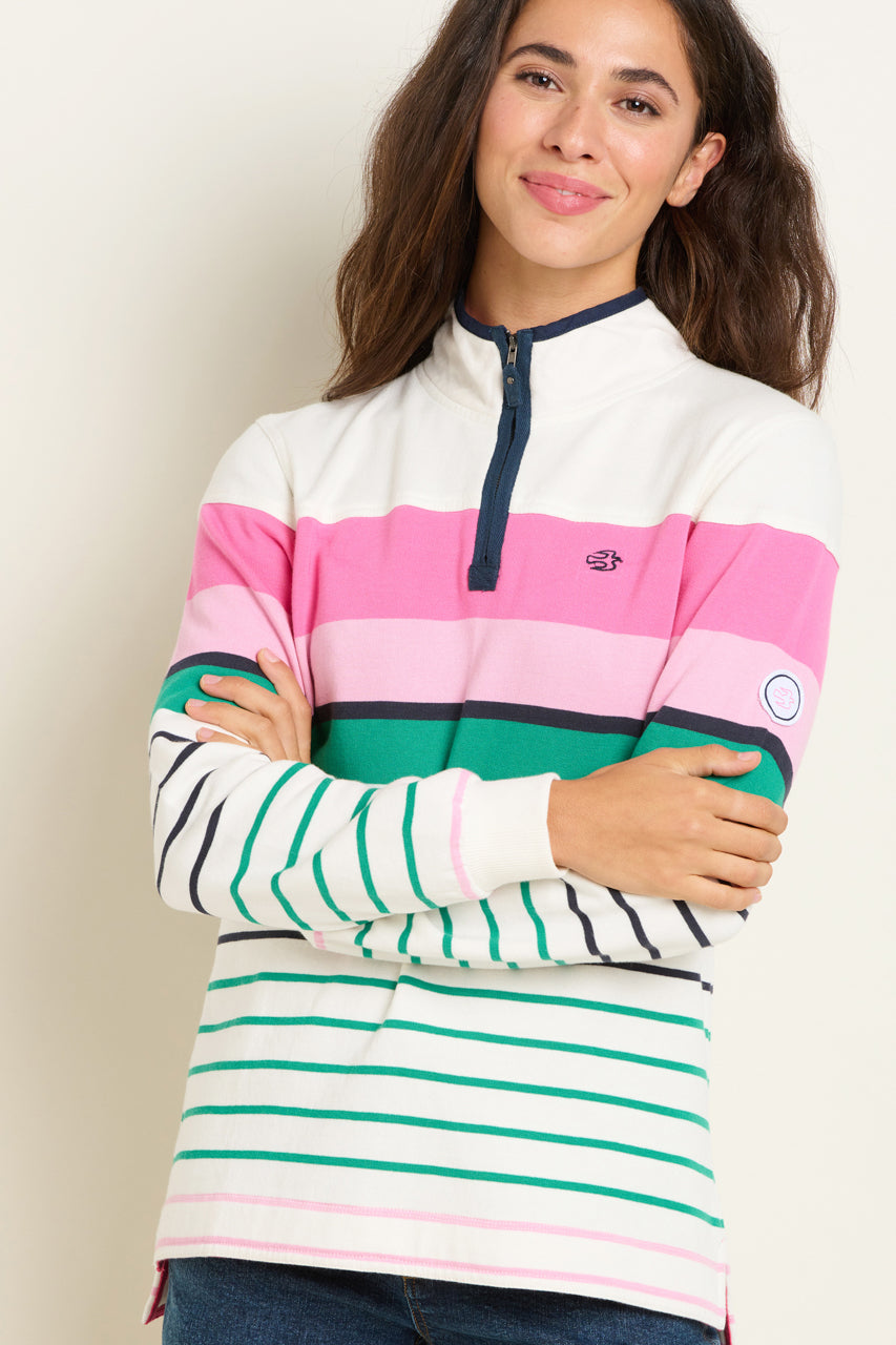 Brakeburn - Stripe Quarter Zip Sweater - 11377