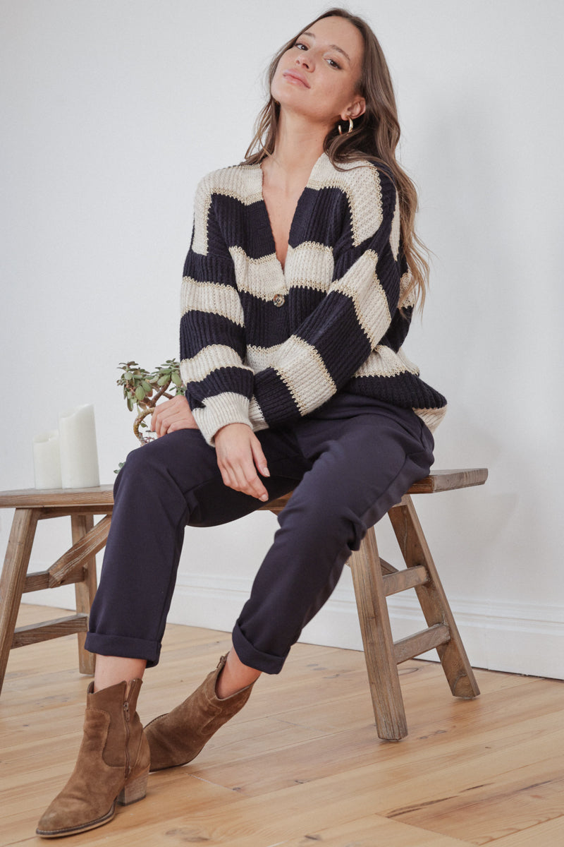 Actuelle - Cardigan V-mhuineál Stripped - 23h010