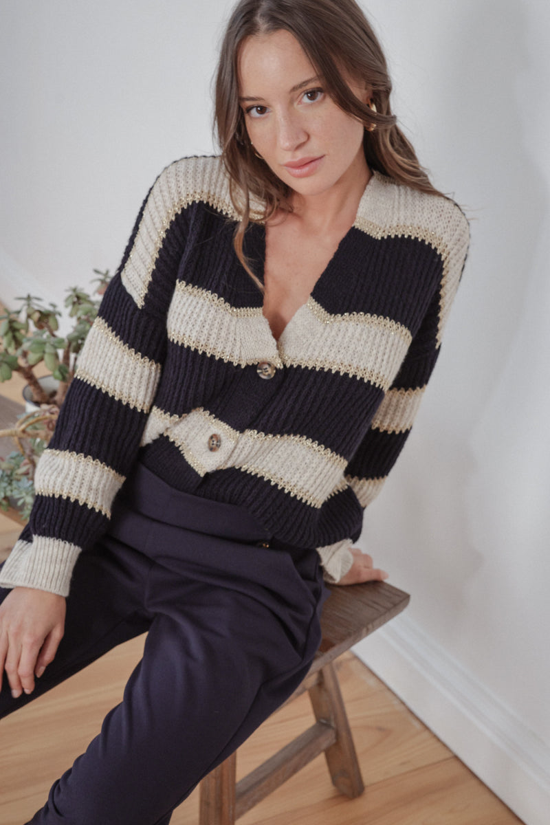 Actuelle - Cardigan V-mhuineál Stripped - 23h010