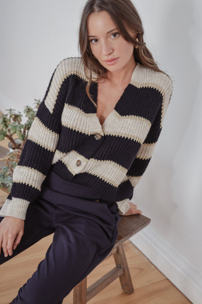 Actuelle - Cardigan V-mhuineál Stripped - 23h010