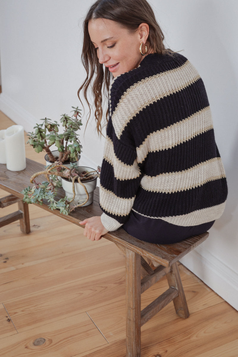 Actuelle - Cardigan V-mhuineál Stripped - 23h010
