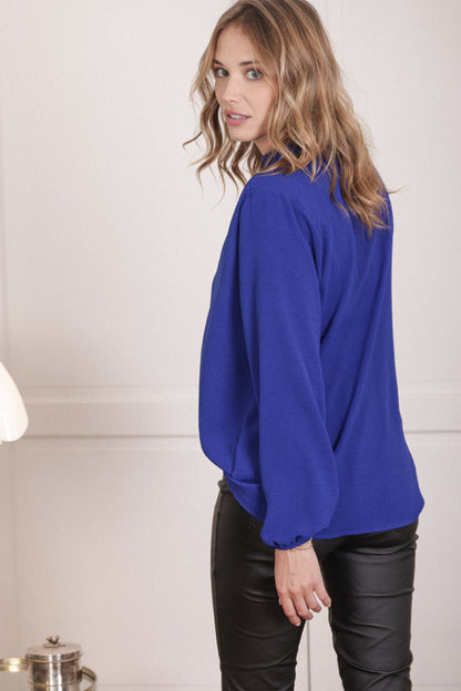 Actuelle - V-Neck Blouse with Reverse Cuff - 23H024
