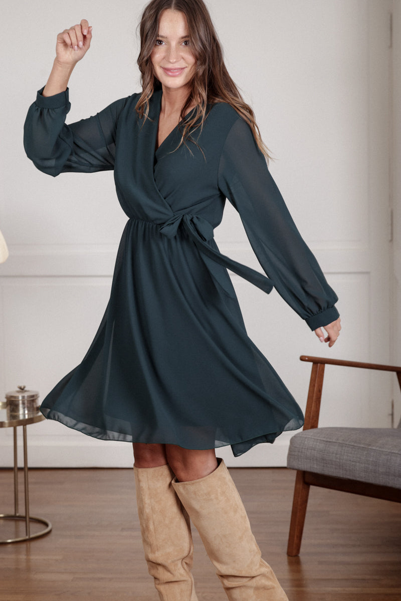 Actuelle - Tied Crossed Neck Dress - 23H028