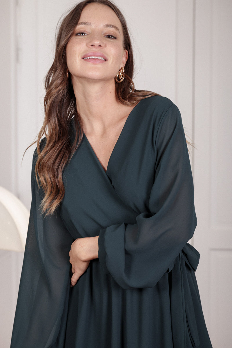 Actuelle - Tied Crossed Neck Dress - 23H028
