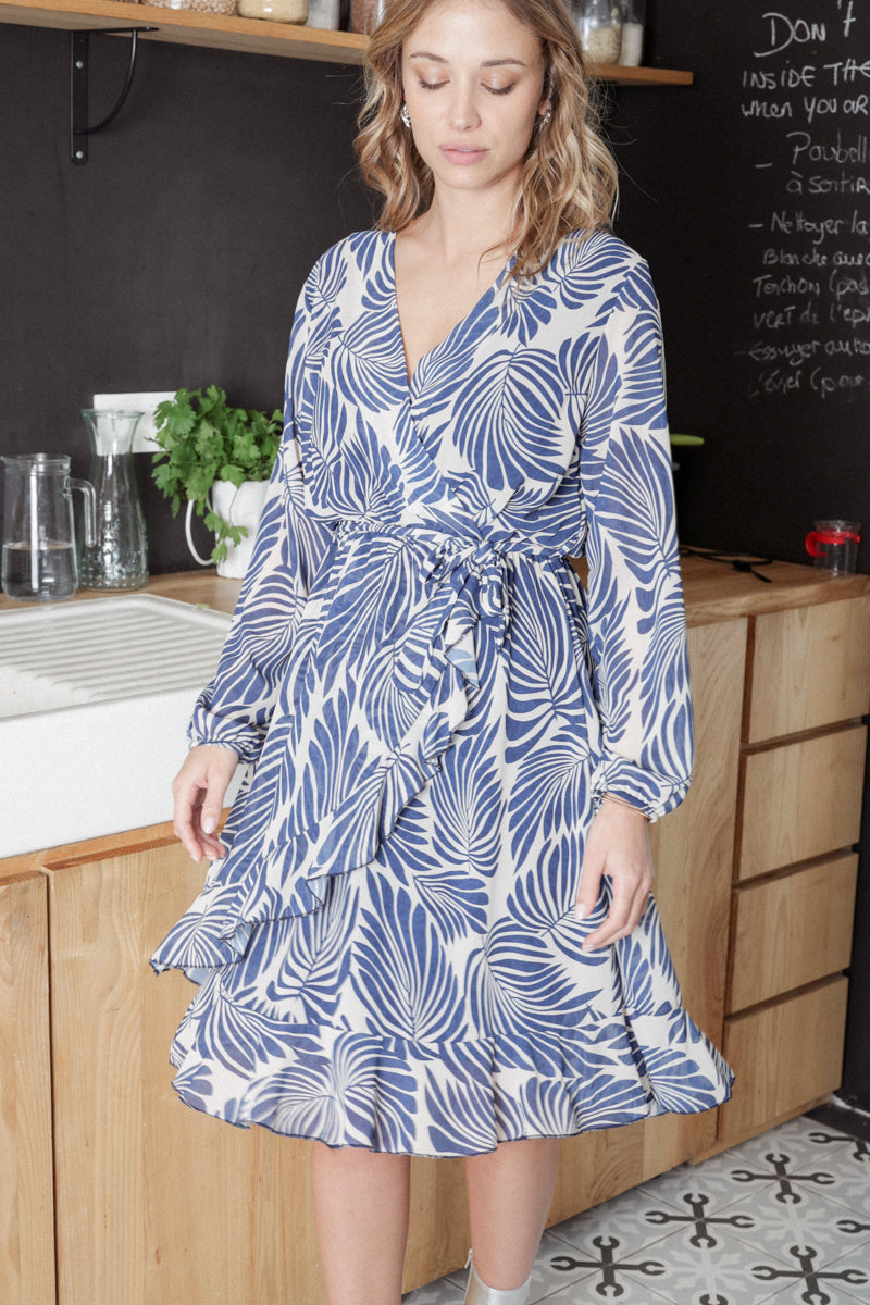 Actuelle - Crossed Neck Wrap Dress - 23H029