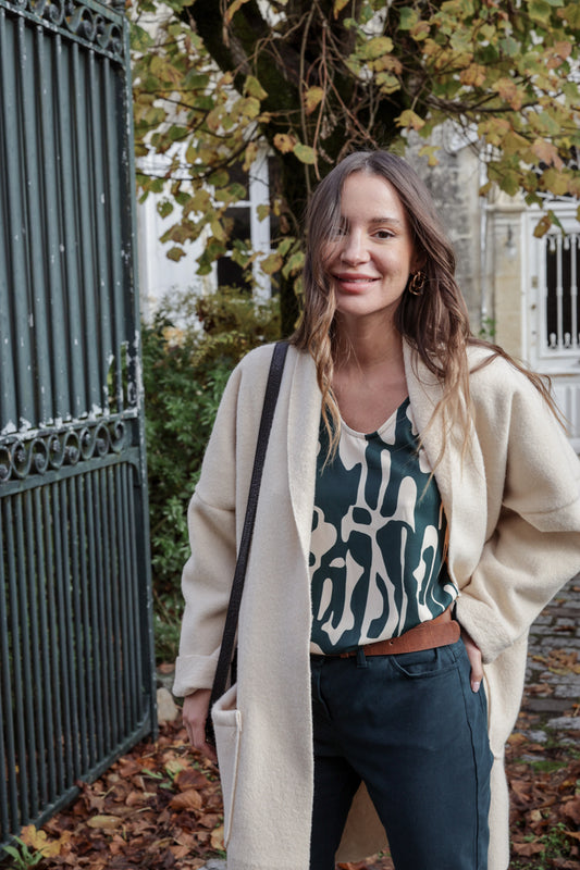 Actuelle - Oversized Fake Boiled Wool Coat -  23H039