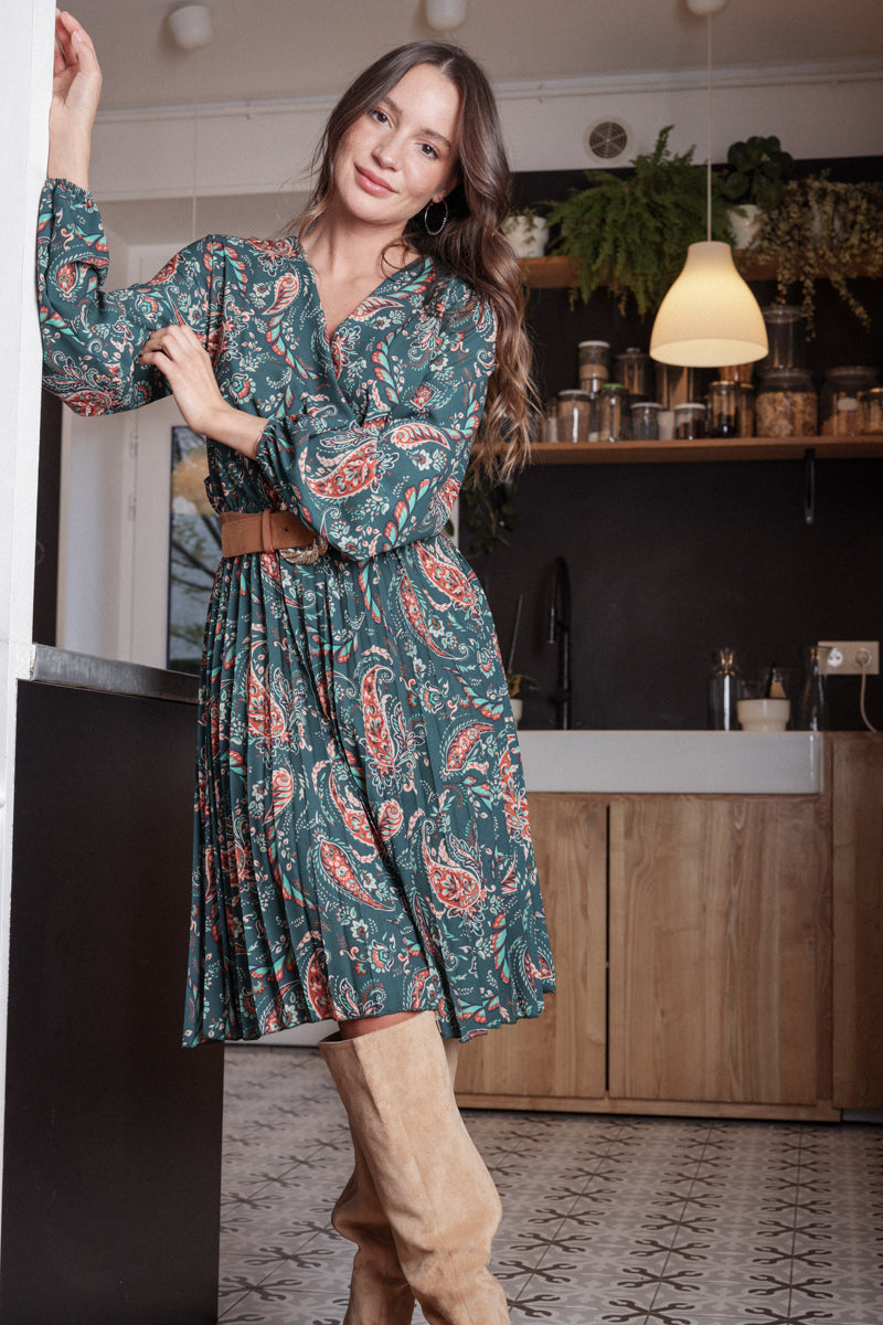 Actuelle - Cross Collar Mid-Lenght Dress - 23H062