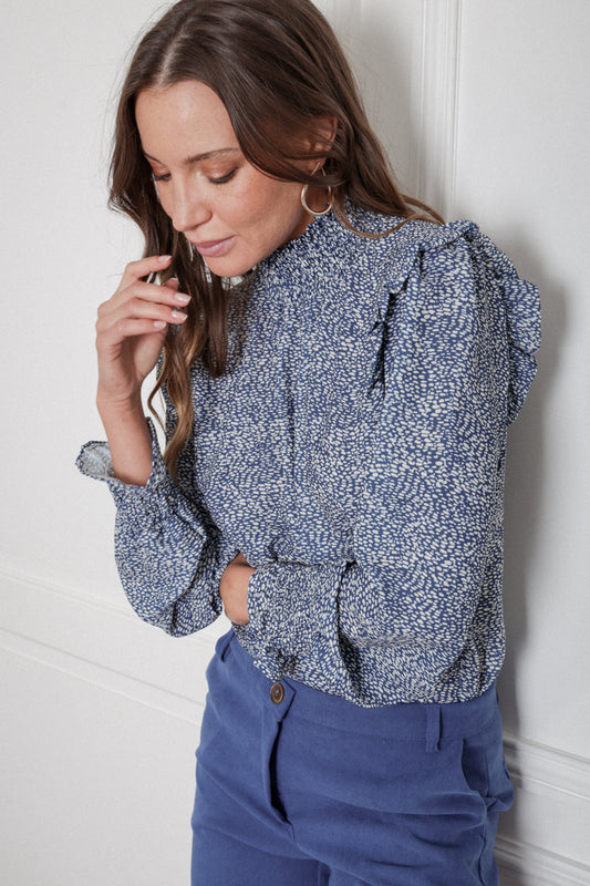 Actuelle - High Collar Blouse - 23H066