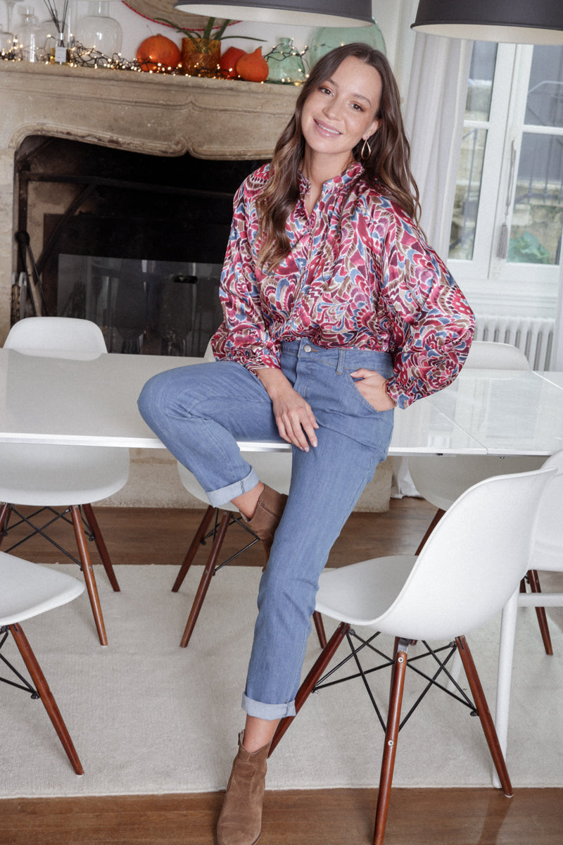 Actuelle - Satin Effect Printed Shirt - 23H068
