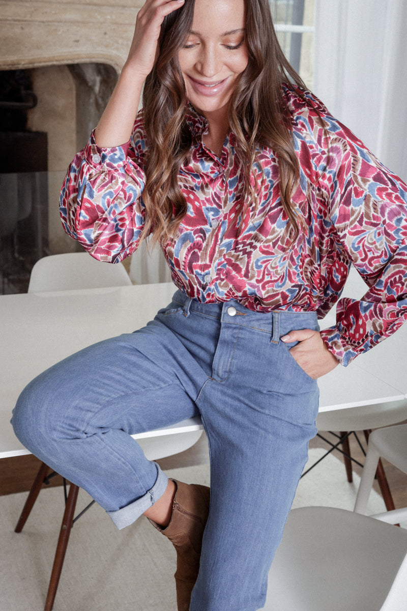 Actuelle - Satin Effect Printed Shirt - 23H068