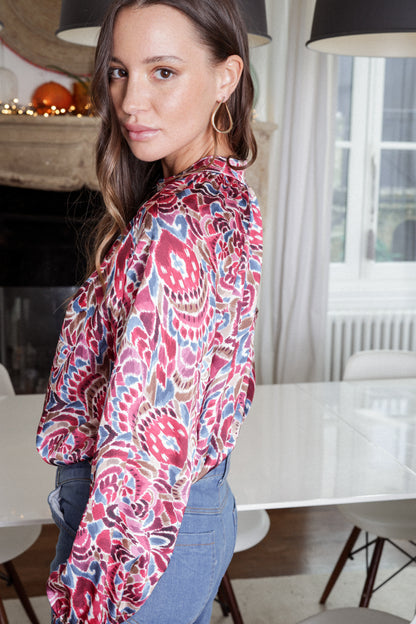 Actuelle - Satin Effect Printed Shirt - 23H068