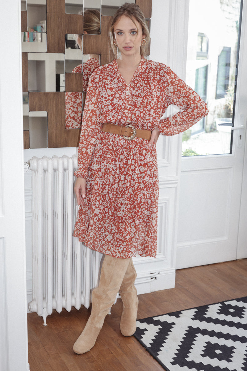 Actuelle - Mid Length Flower Print Dress - 23h103
