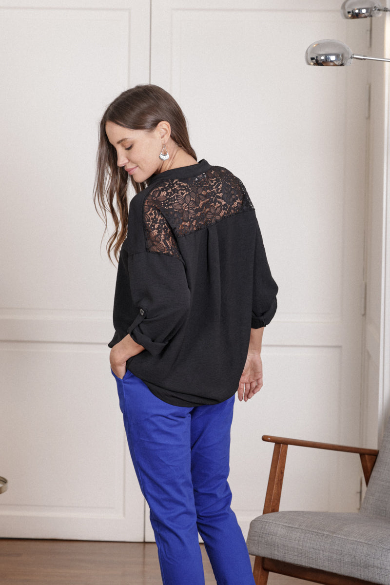 Actuelle - Blouse with Lace Insert - 23h166