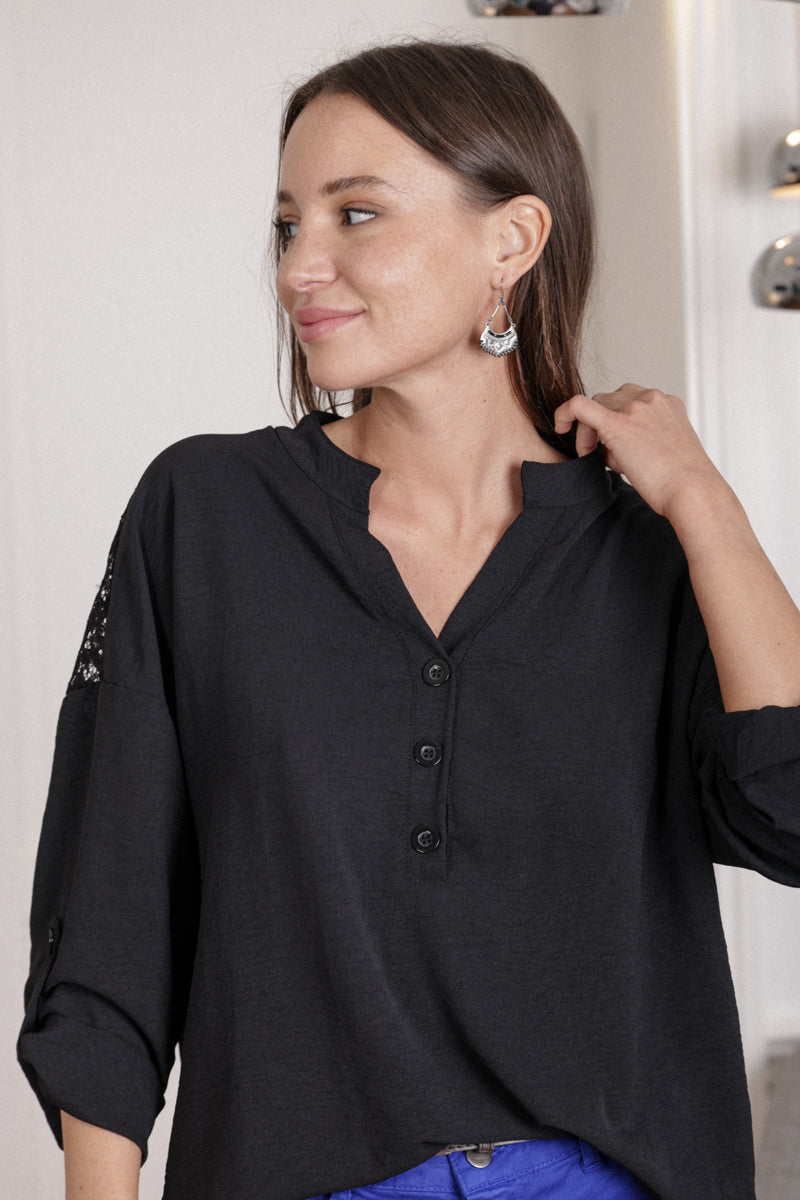 Actuelle - Blouse with Lace Insert - 23h166