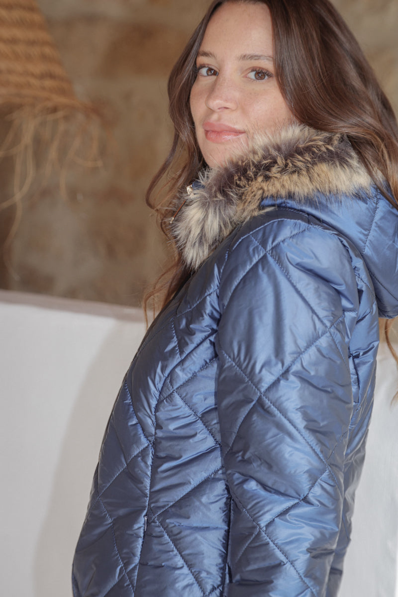 Actuelle - Fake Fur Hooded Padded Jacket - 23H201