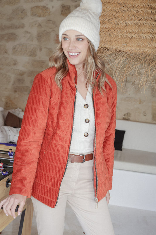 Actuelle - Long Velvet Padded Jacket - 23H203