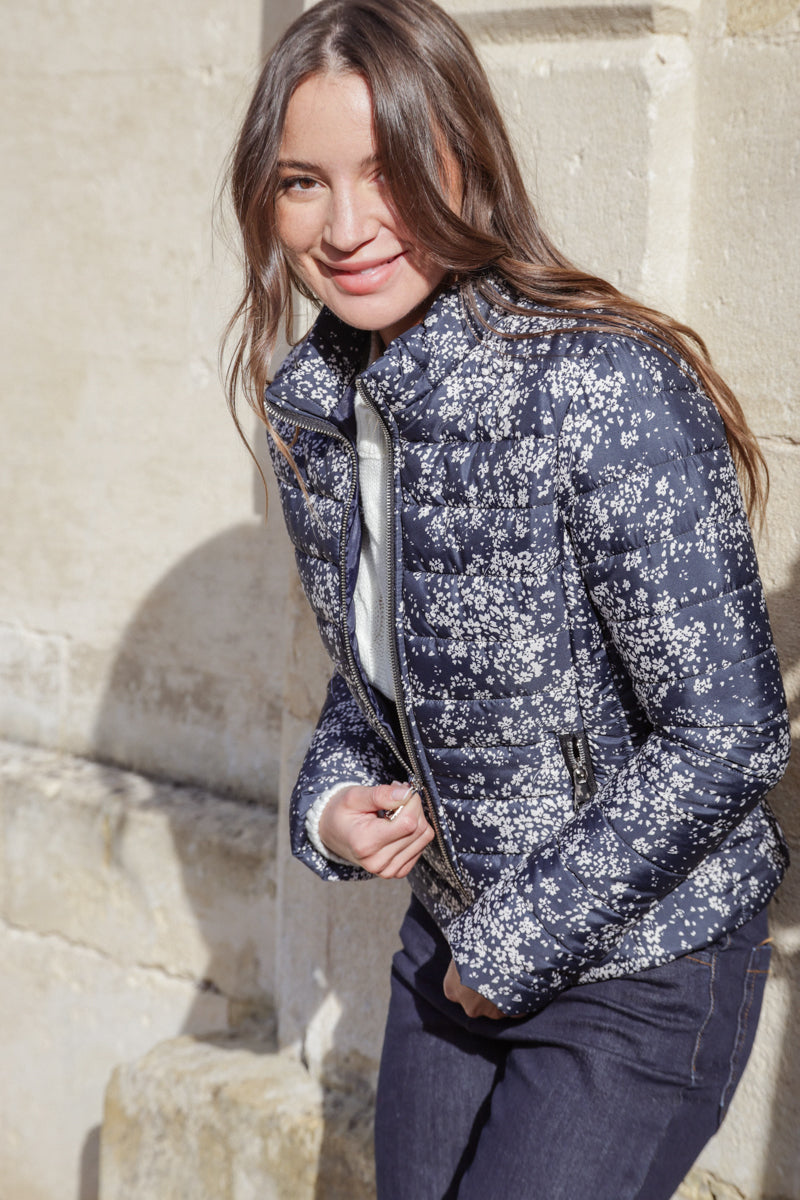 Actuelle - Light Padded Flower Print Jacket - 23H208