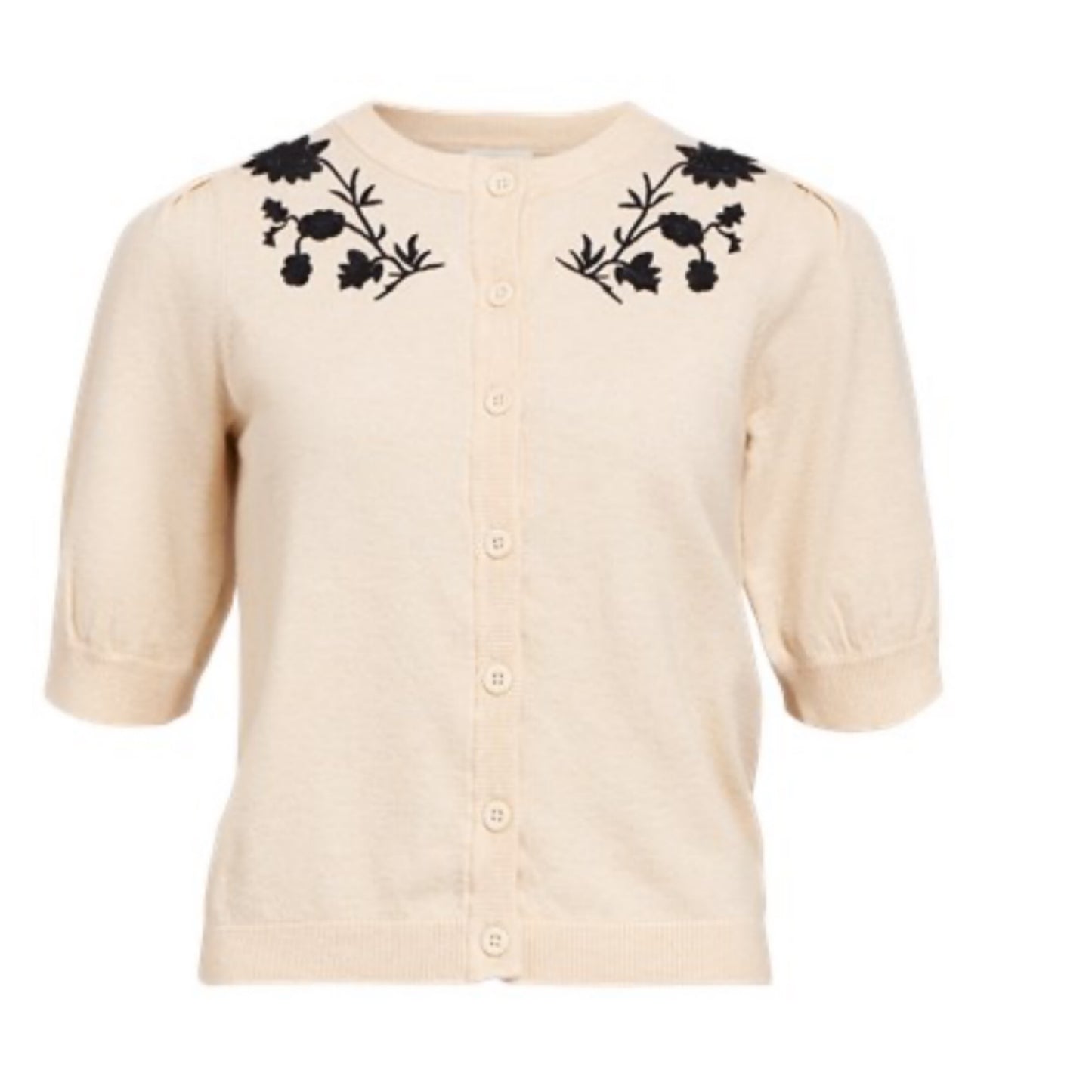 Object - Short Sleeved Knit Embroidered Cardigan - 23044814