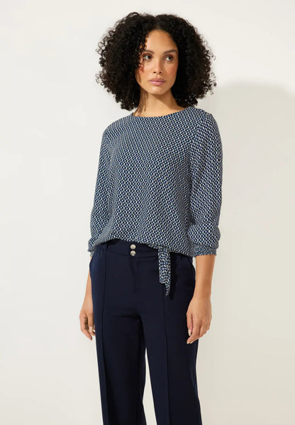 Street One - Printed Blouse with Tie Detail - 344147