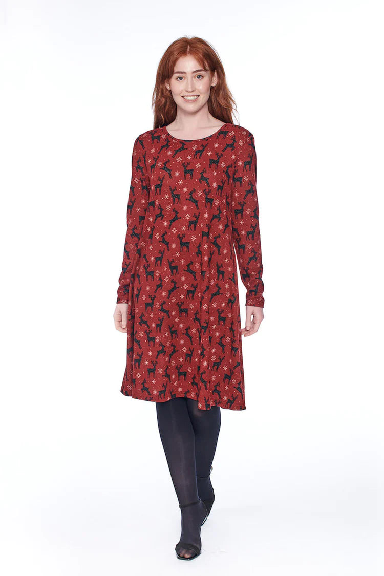 Mudflower - Spotty Reindeer Swing Dress - 448