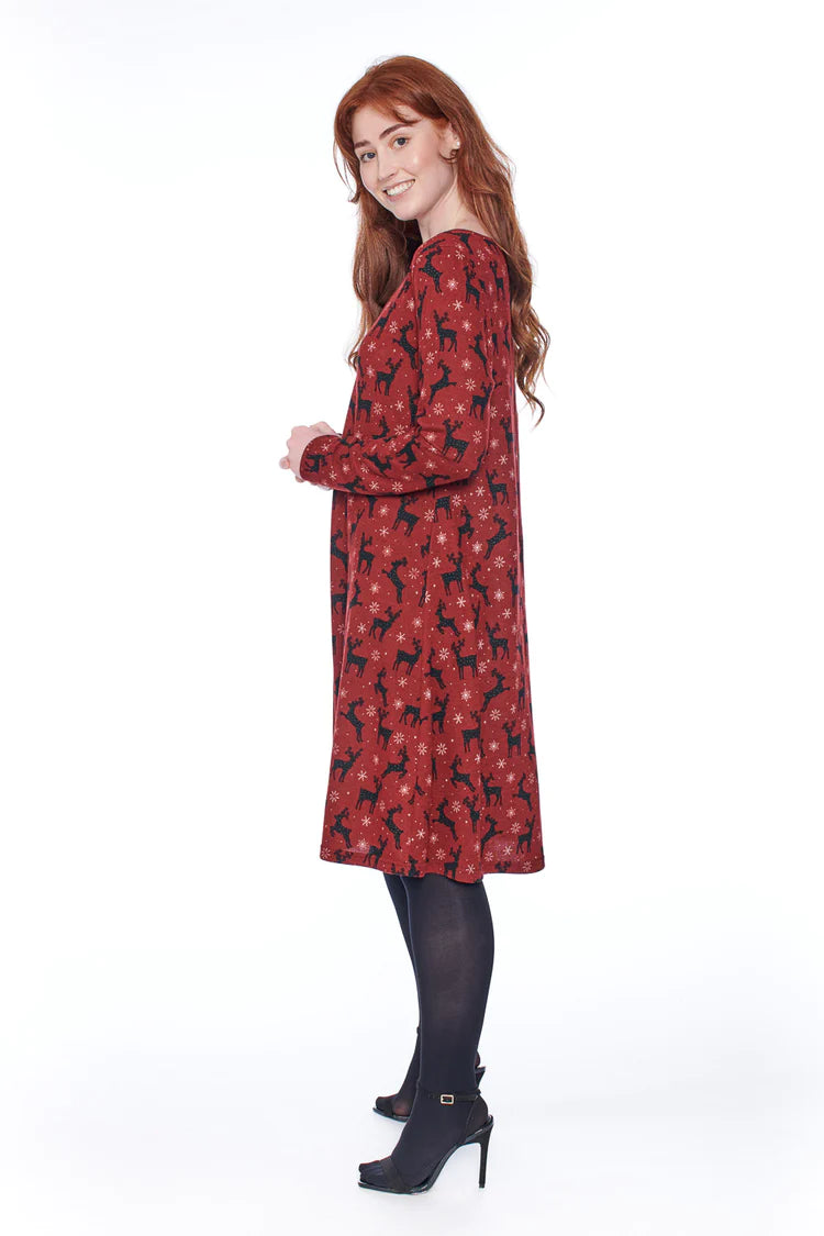 Mudflower - Spotty Reindeer Swing Dress - 448