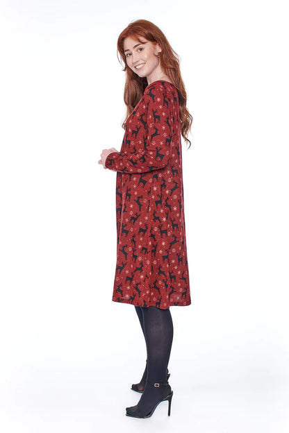 Mudflower - Spotty Reindeer Swing Dress - 448