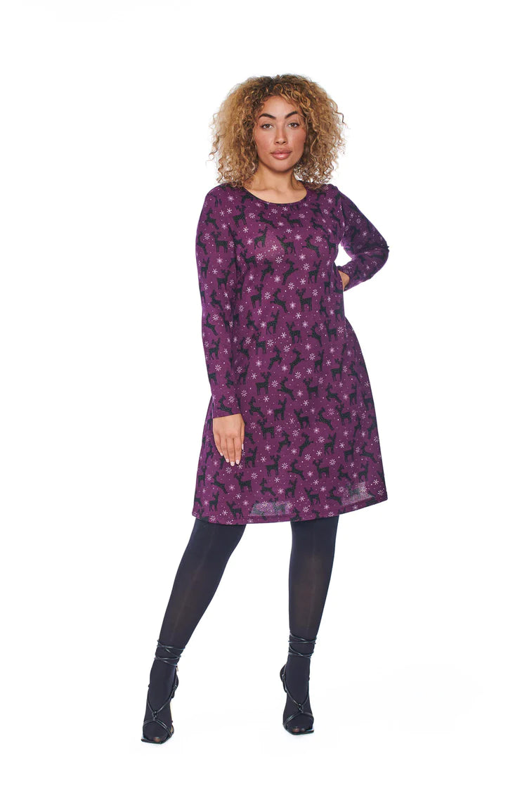 Mudflower - Spotty Reindeer Swing Dress - 448