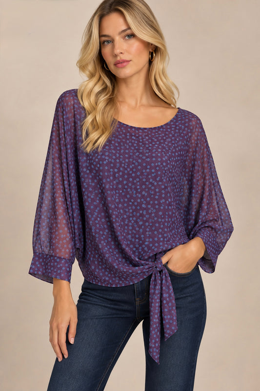 Lamiar - Polka dot tie blouse - Lam 13759yz