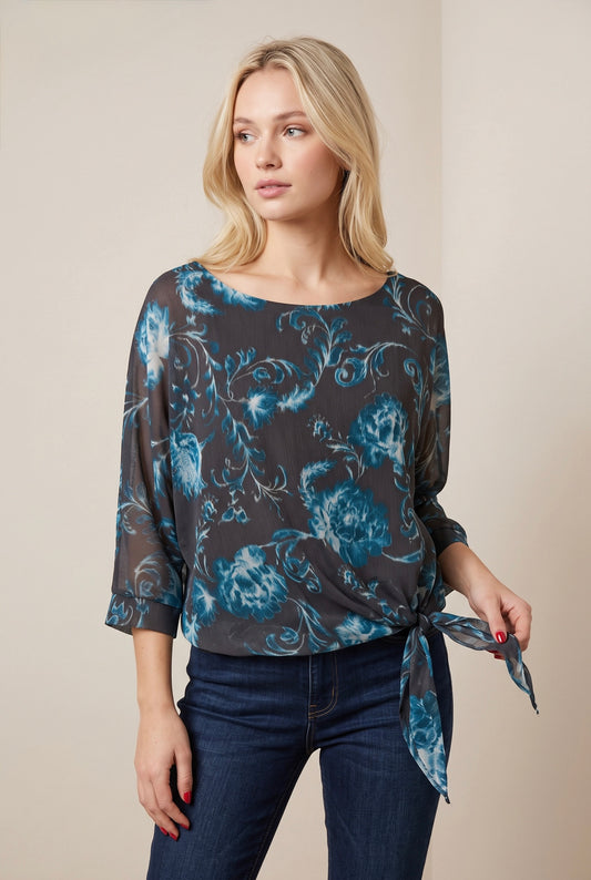 Lamiar - Floral print tie blouse - Lam 13759yzs