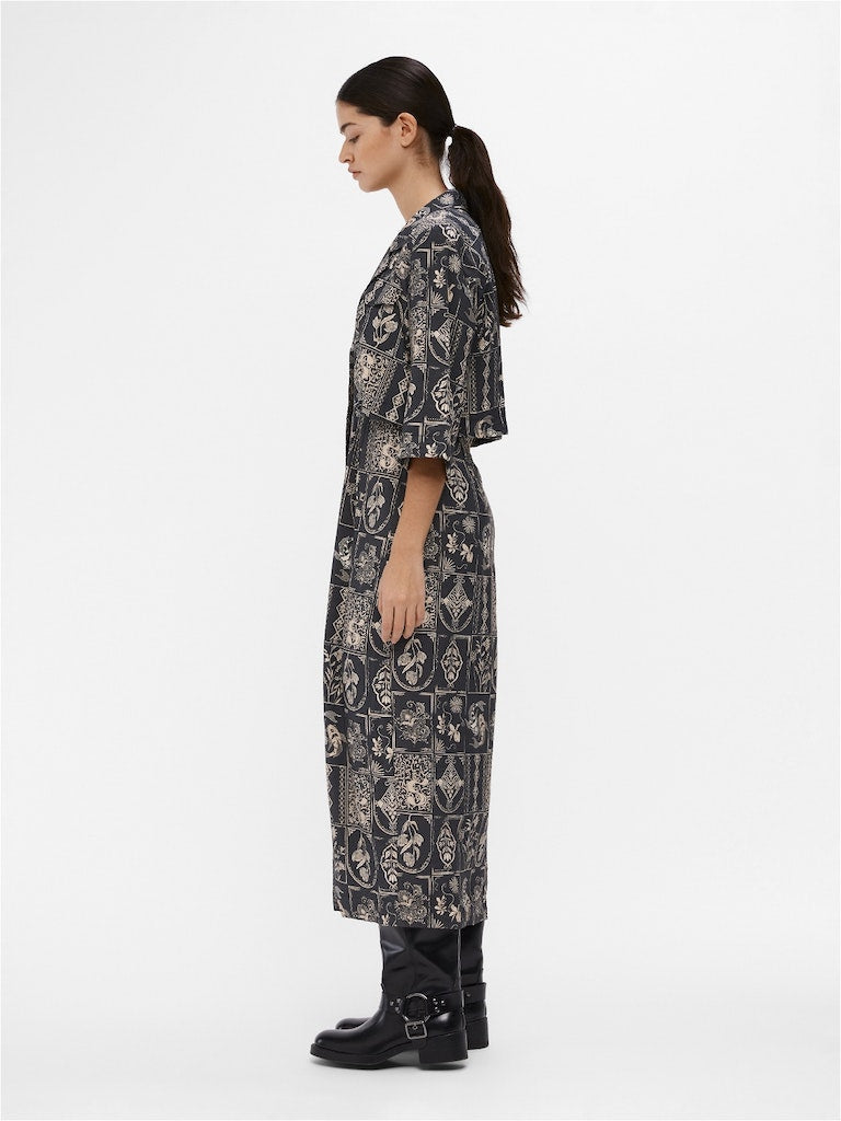 Object - Eli 3/4 Sleeved Long Shirt Dress - 23043708