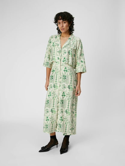 Object - Eli 3/4 Sleeved Long Shirt Dress - 23043708