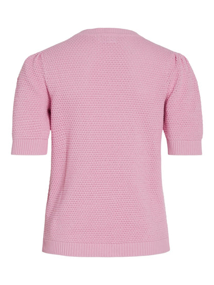 Vila - Alo O-Neck Short-sleeved Knit Top - 14084421