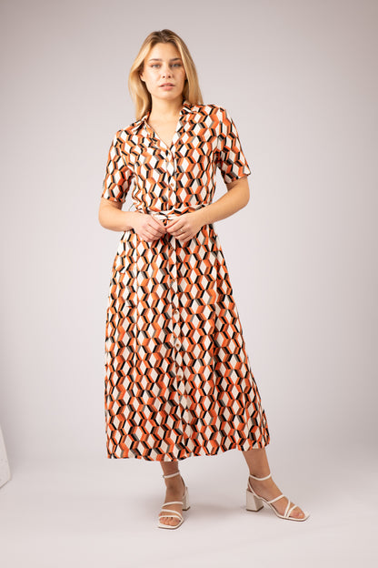 Zibi London - Sibari Long Shirt Dress with Belt - 8002133