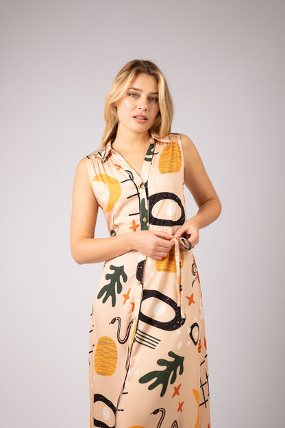 Zibi London - Yasmine Sleeveless Long Shirt Dress - 8002135