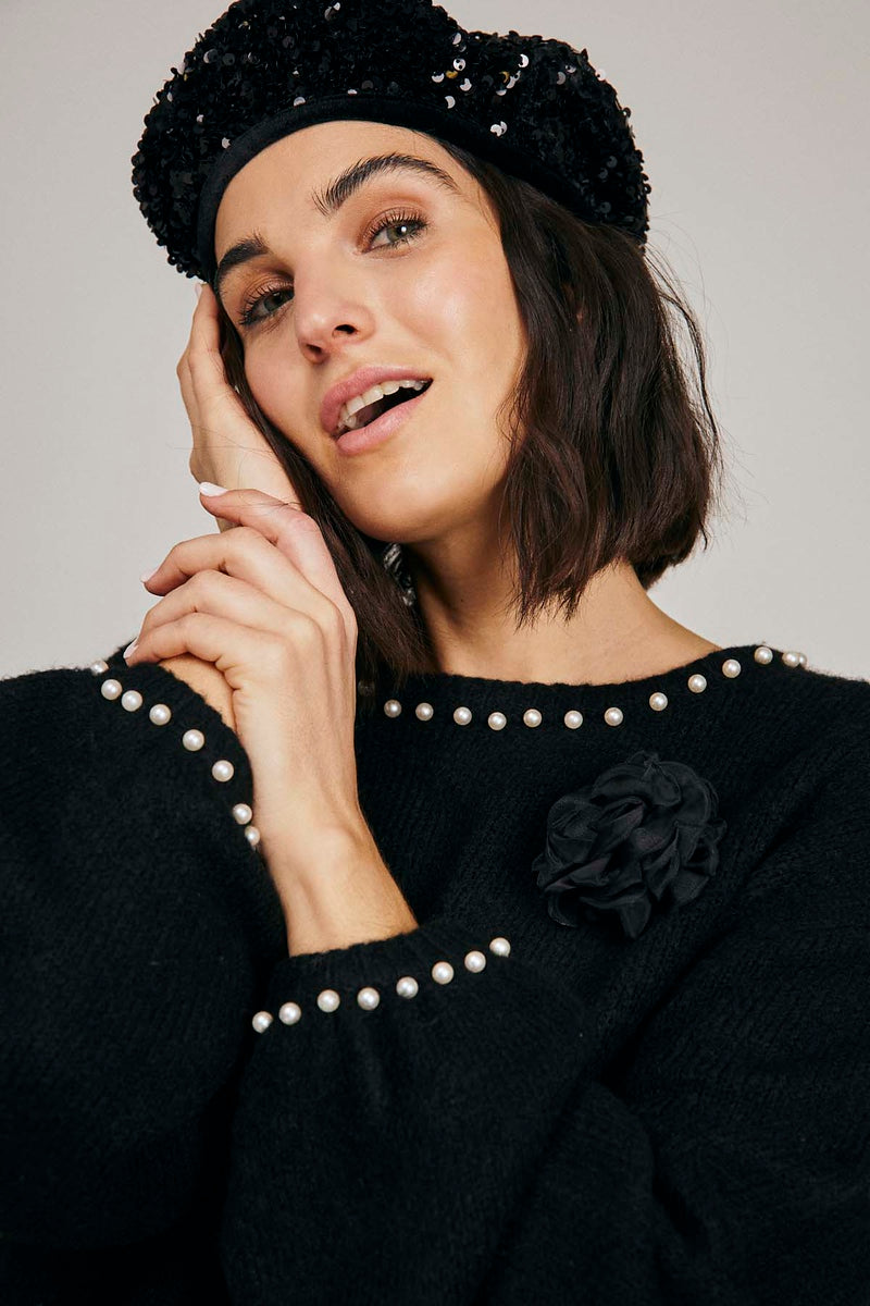 Freequent - Pullover Jumper with Pearls - 203244