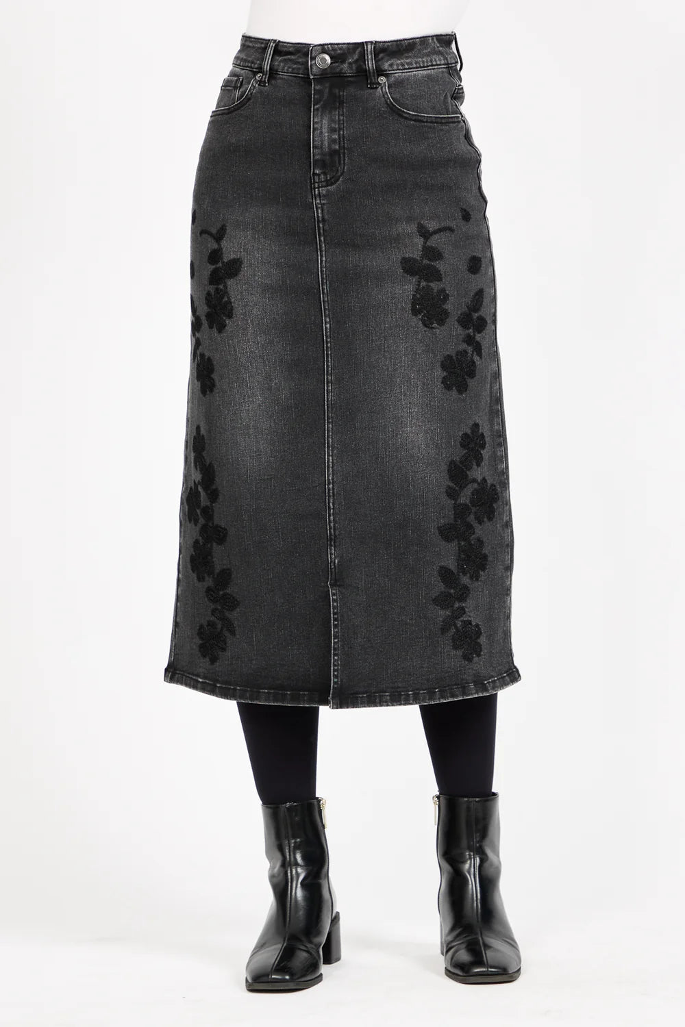 Mudflower - Black denim skirt - Mud 26mf-353