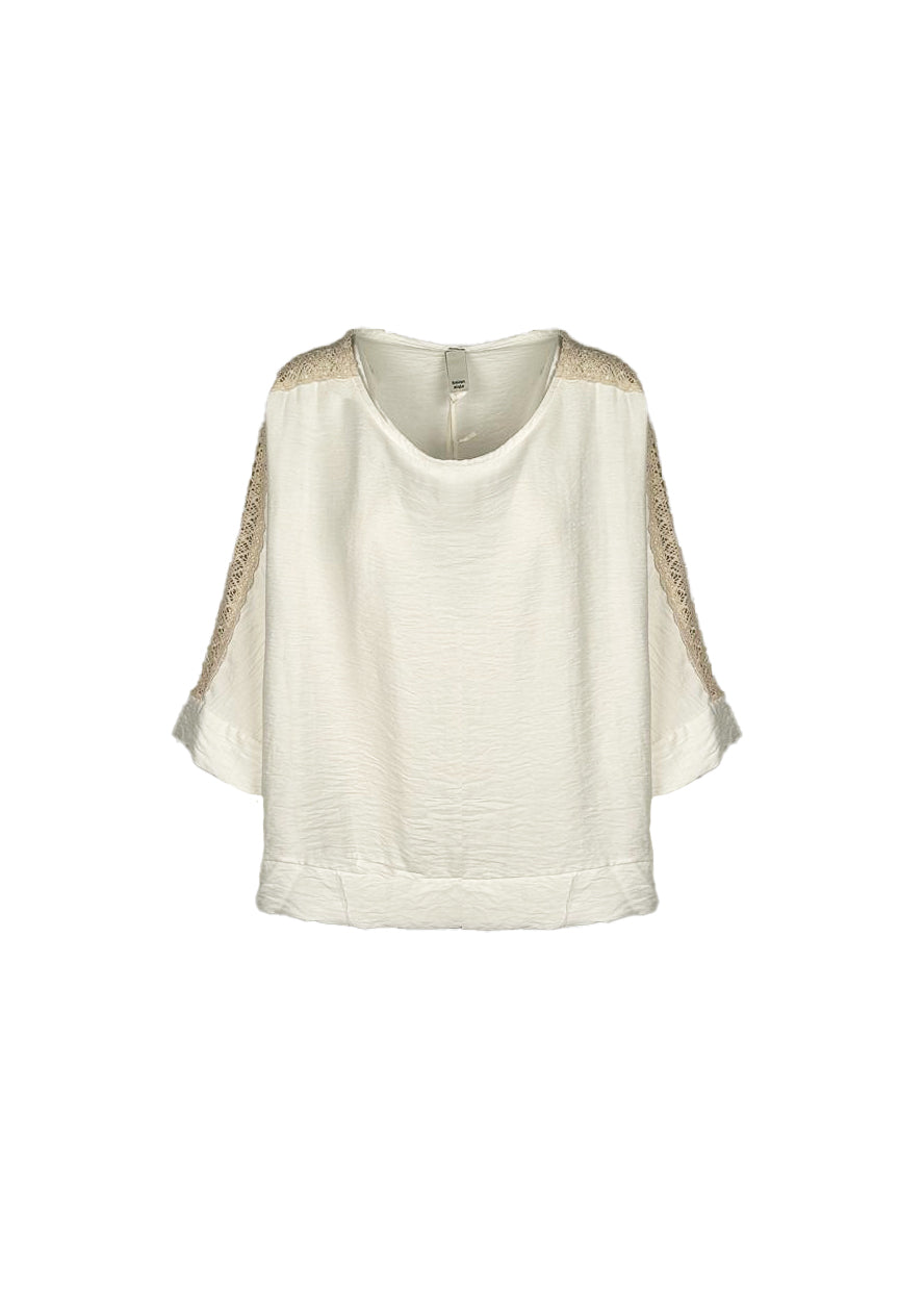 Lipstick - Longsleeved Top with Crochet Sleeve - 2107
