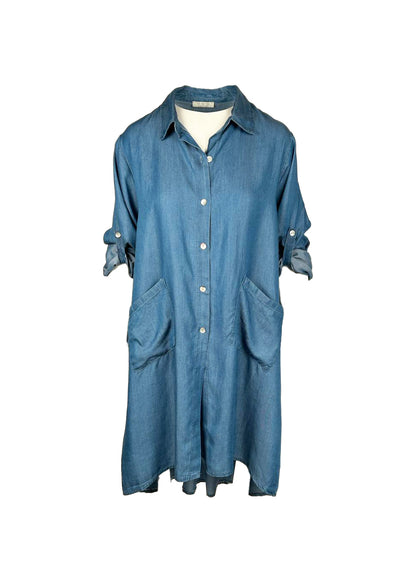 Lipstick - Long Denim A-Line Dress - 5503